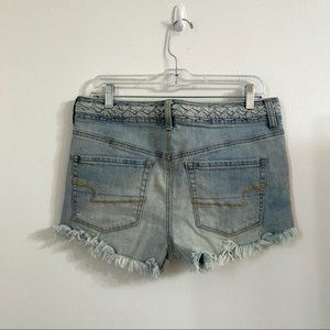 AEO high rise shortie jean shorts sz 10 (og1515)